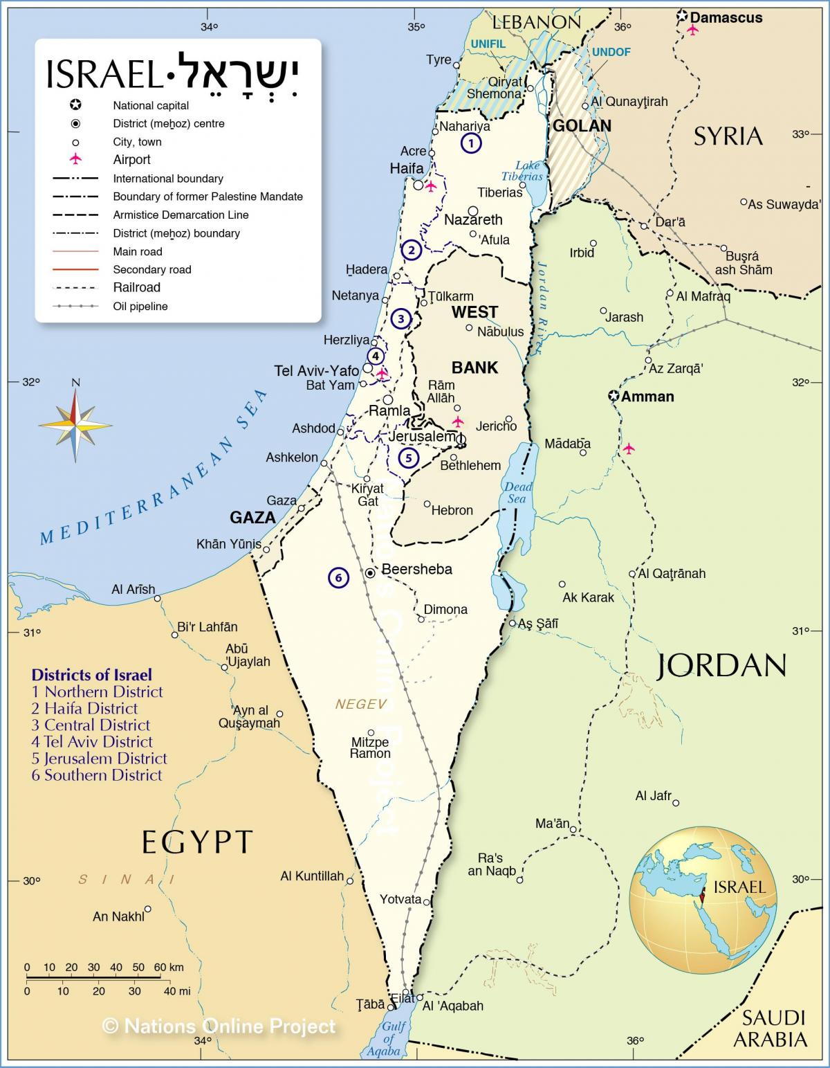 Israel auf einer Karte