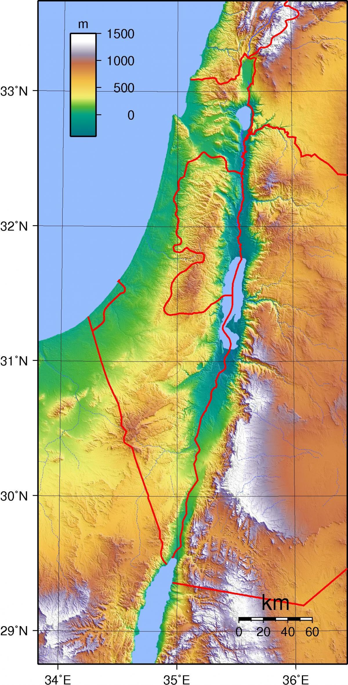 Israel Höhe Karte