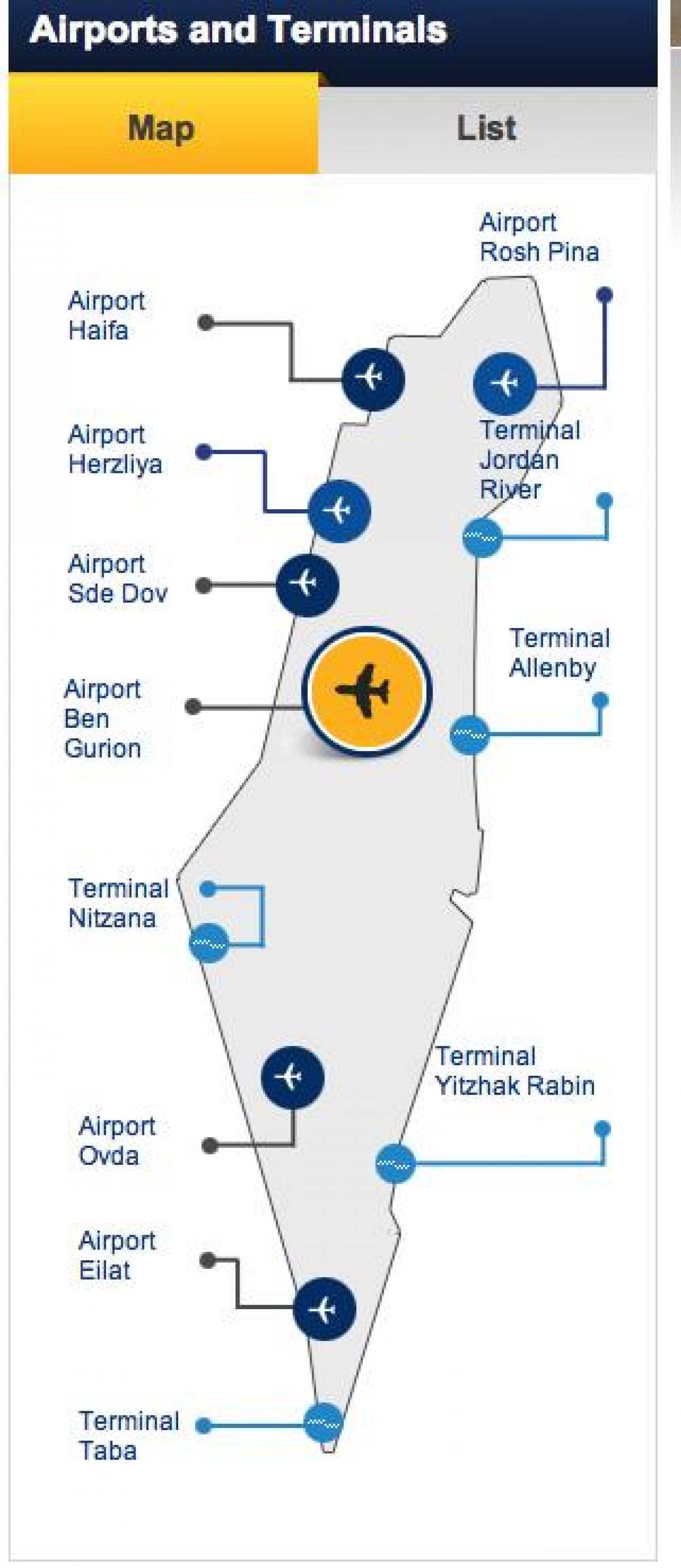Karte der Flughäfen in Israel
