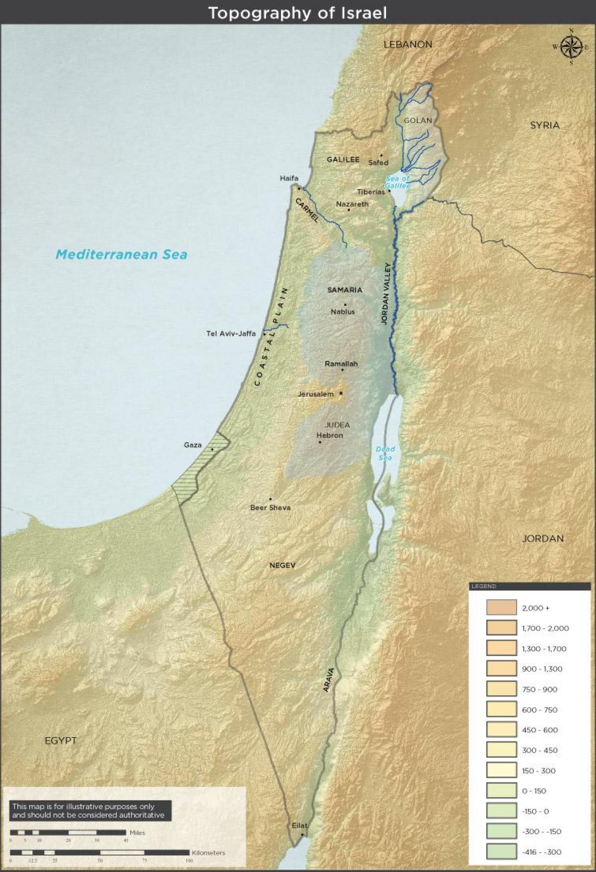 Topographische Karte von Israel