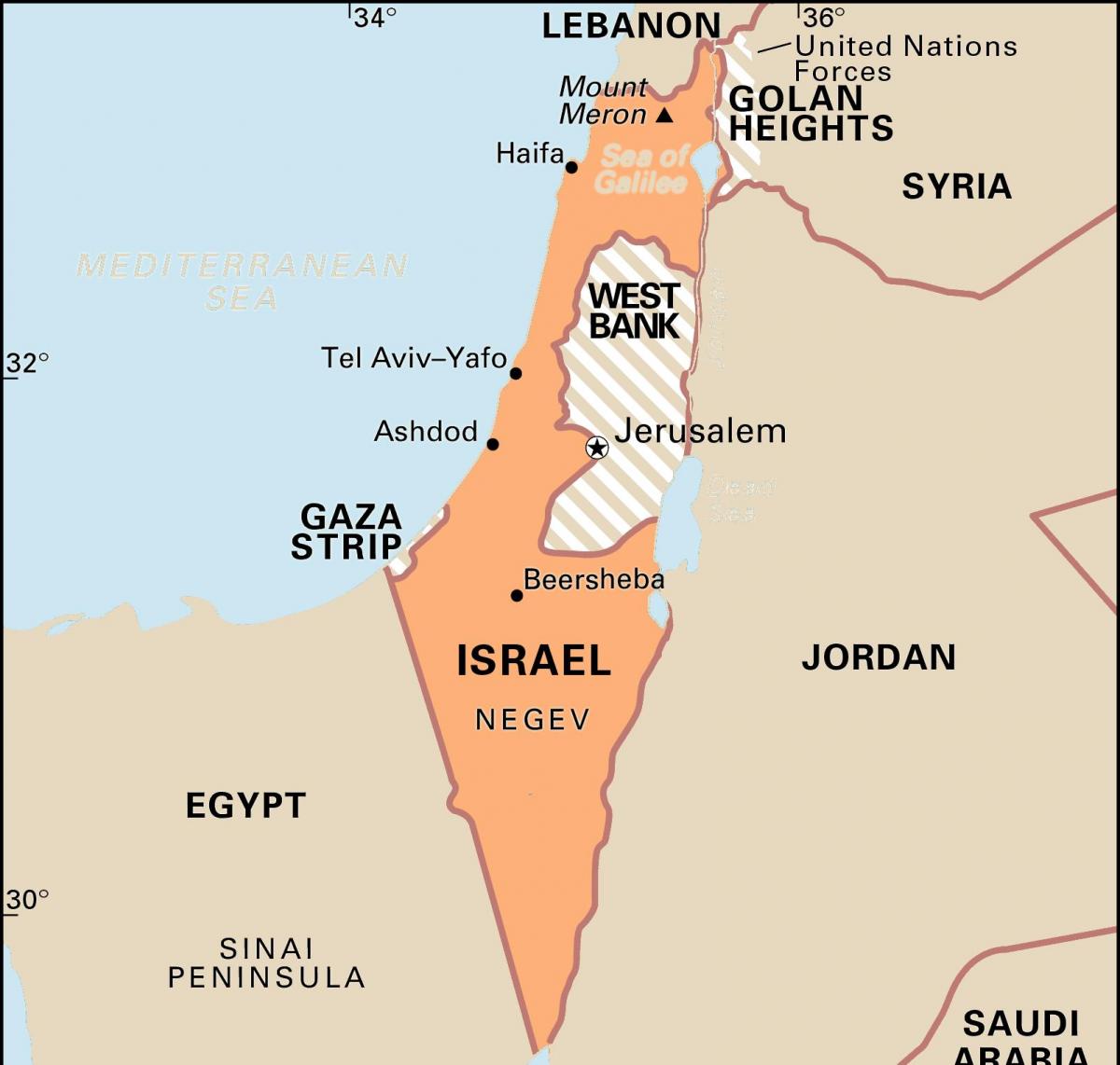 Karte von Israel und den angrenzenden Ländern